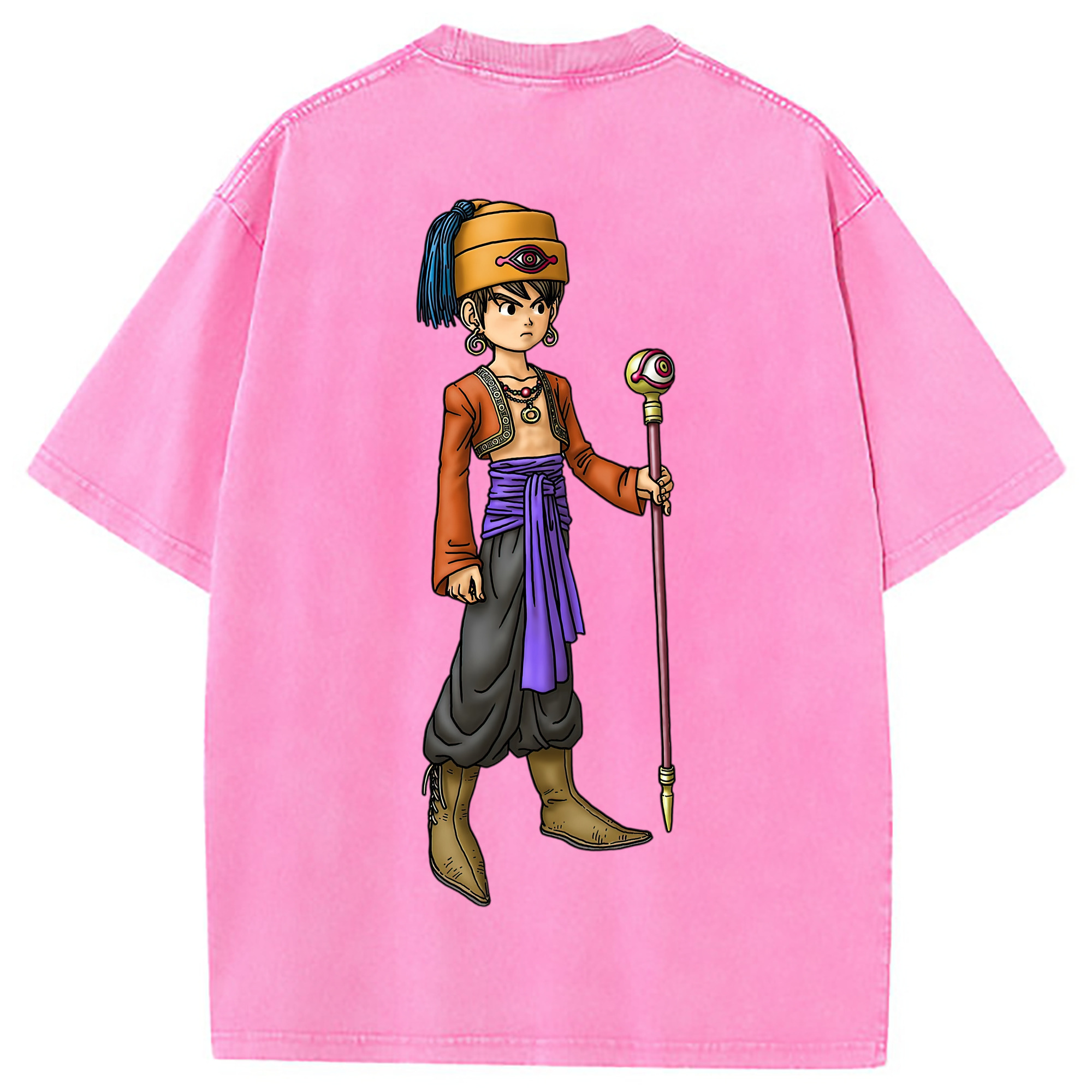（画像用） ドラゴンクエスト Doragon Kuesuto Dragon Quest 綿100% ヴィンテージ風 半袖Tシャツ（背面プリント）